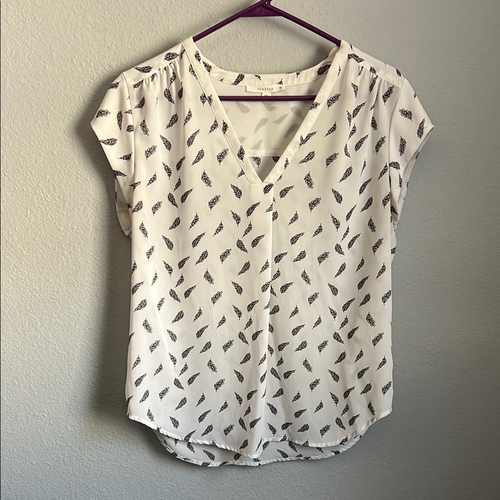 White Patterned Women's Top